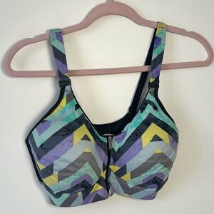 VSX Sport Multicolored Padded Zip Up Sports Bra - 34D